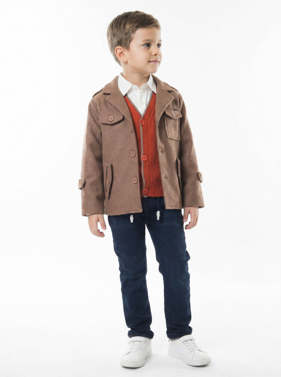 Erkek Çocuk 4'lü Alt Üst Takım 2-5 Yaş 12207 Camel - 1