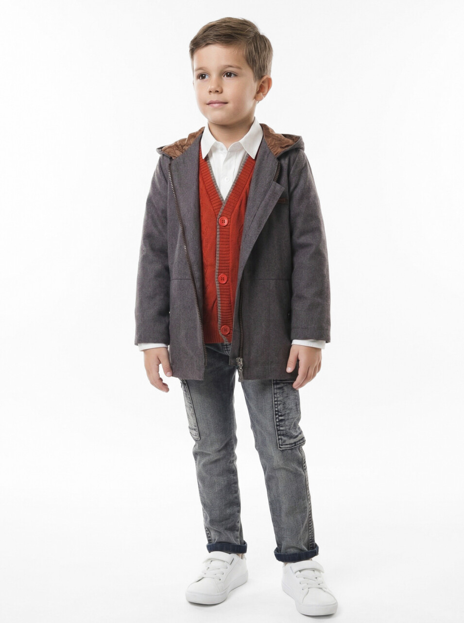 Erkek Çocuk 4'lü Alt Üst Takım 2-5 Yaş 12211 Antrasit - Turuncu - 2