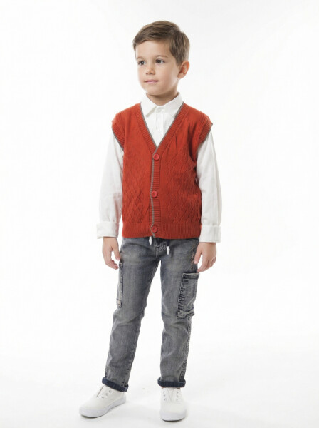 Erkek Çocuk 4'lü Alt Üst Takım 2-5 Yaş 12211 Antrasit - Turuncu - 4