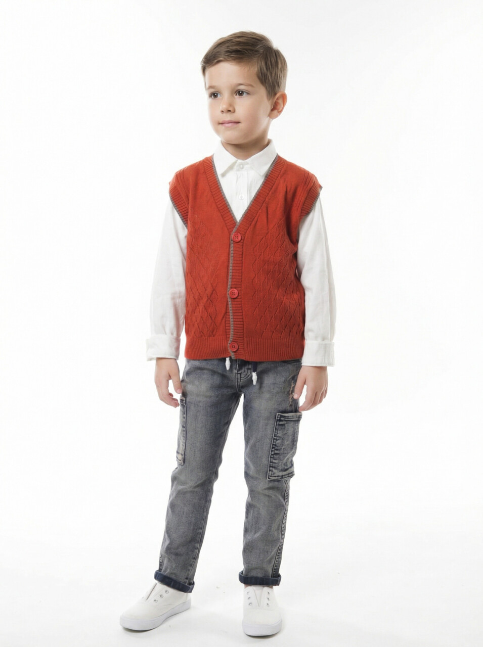 Erkek Çocuk 4'lü Alt Üst Takım 2-5 Yaş 12211 Antrasit - Turuncu - 4