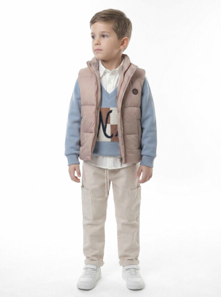 Erkek Çocuk 3'lu Alt Üst Takım 6-9 Yaş 13217 Bej - Mavi - NASR GRUB