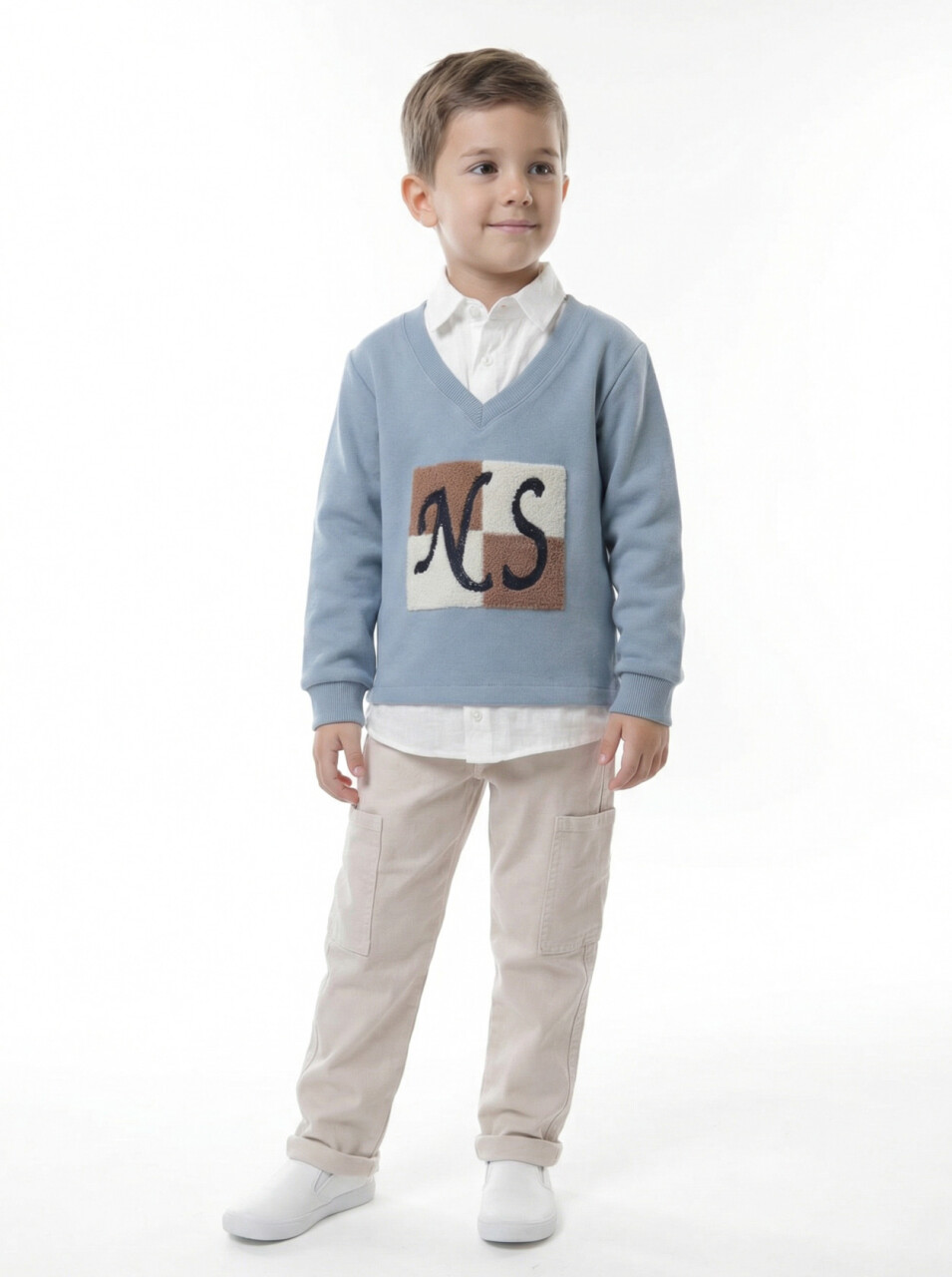 Erkek Çocuk 3'lu Alt Üst Takım 6-9 Yaş 13217 Bej - Mavi - 4