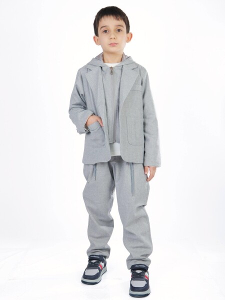 Erkek Çocuk 3'lü Alt Üst Takım 6-9 Yaş 13216 Gri - NASR GRUB