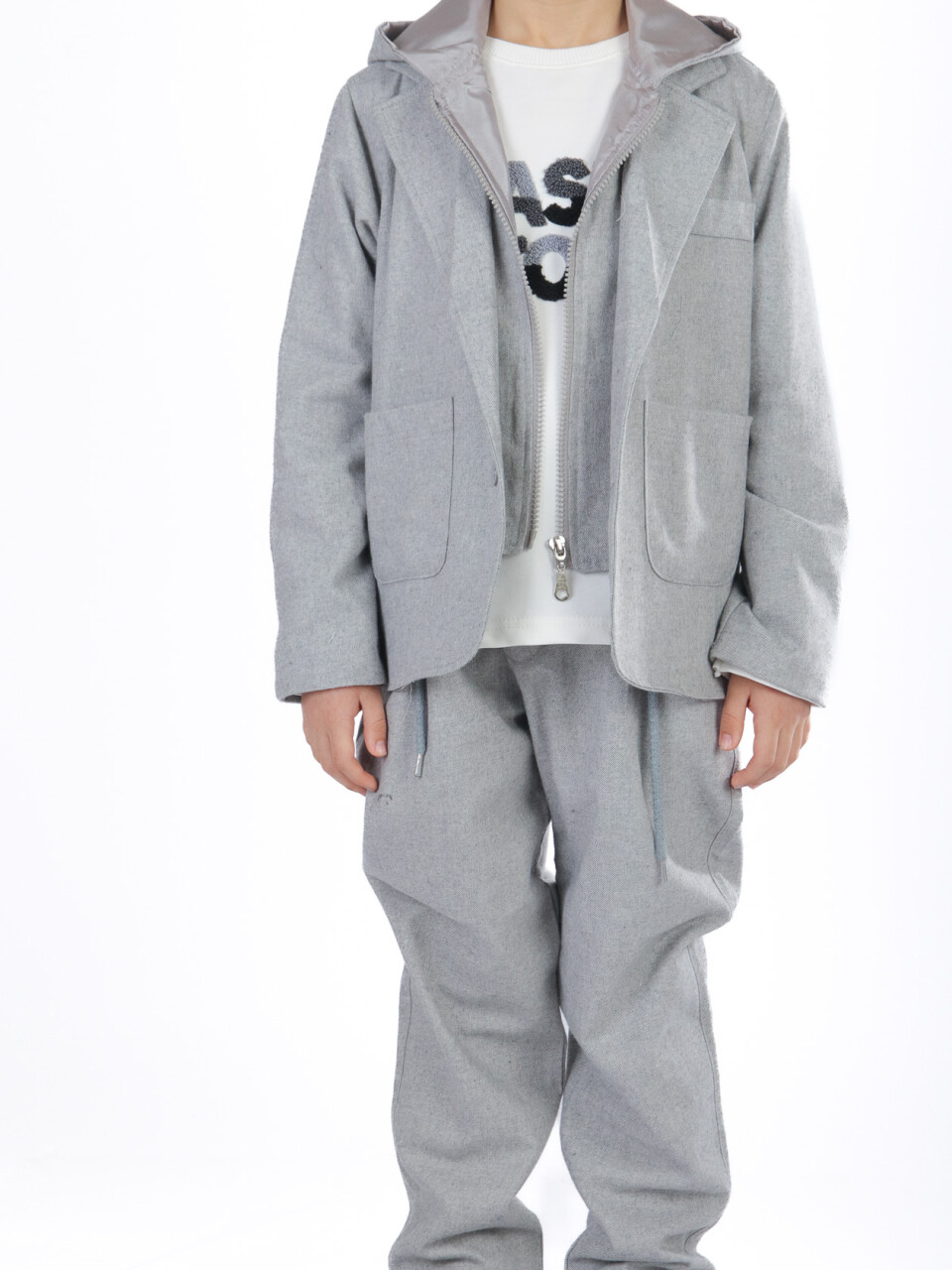 Erkek Çocuk 3'lü Alt Üst Takım 6-9 Yaş 13216 Gri - 5