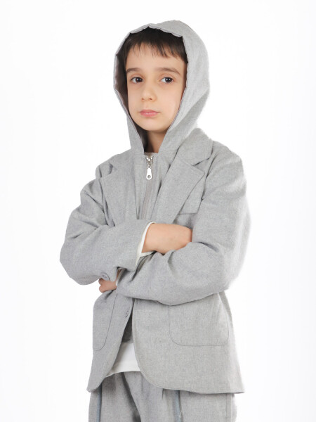 Erkek Çocuk 3'lü Alt Üst Takım 6-9 Yaş 13216 Gri - 8