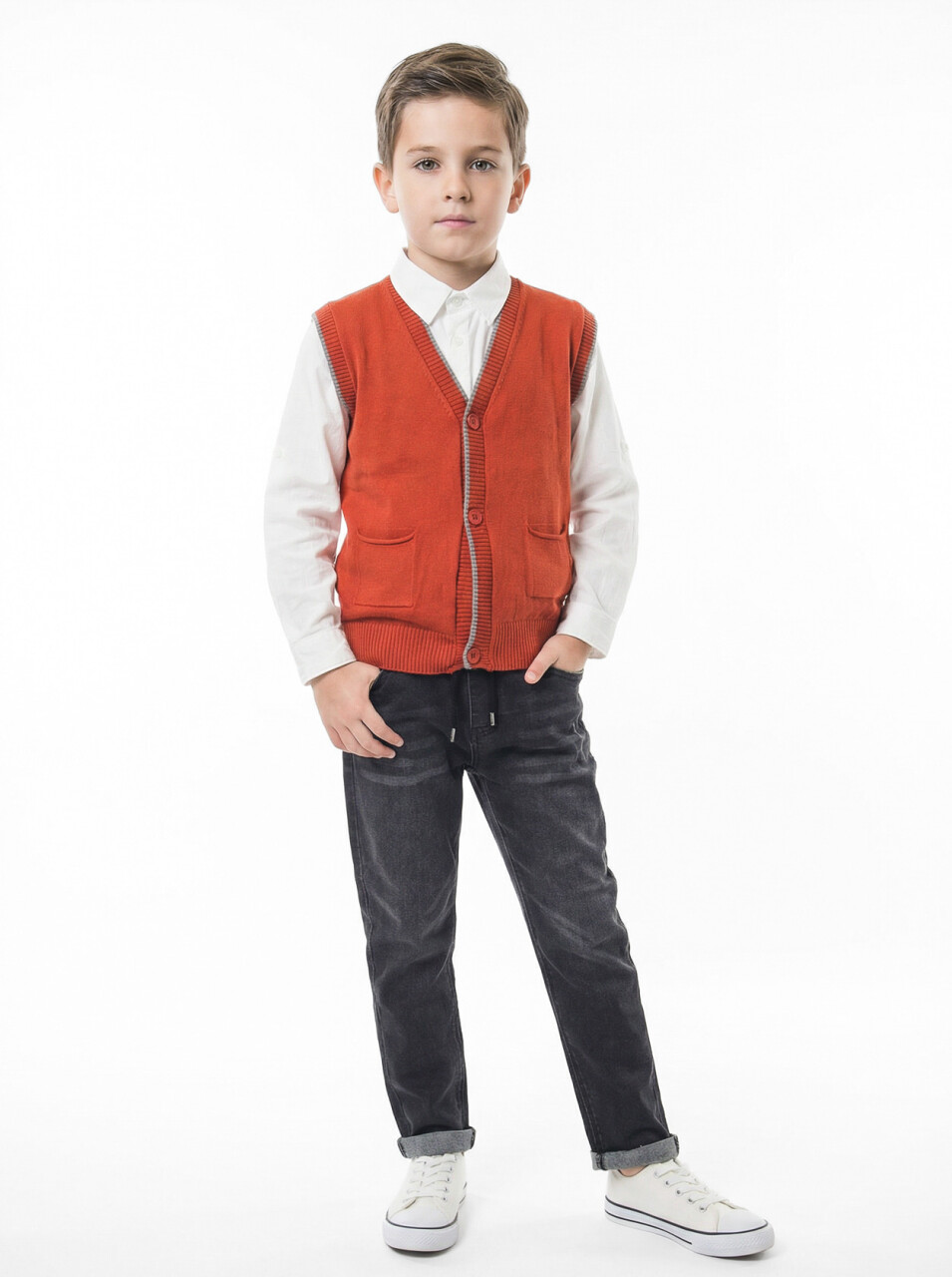 Erkek Çocuk 4'lu Alt Üst Takım 6-9 Yaş 13219 Gri - 3