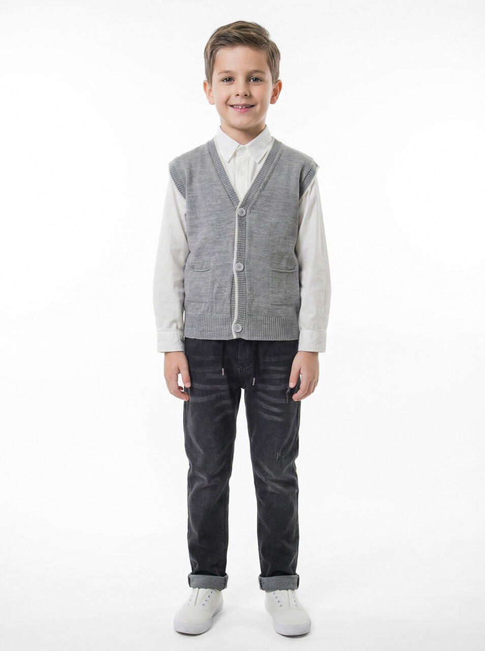 Erkek Çocuk 4'lu Alt Üst Takım 6-9 Yaş 13204 Gri - 3