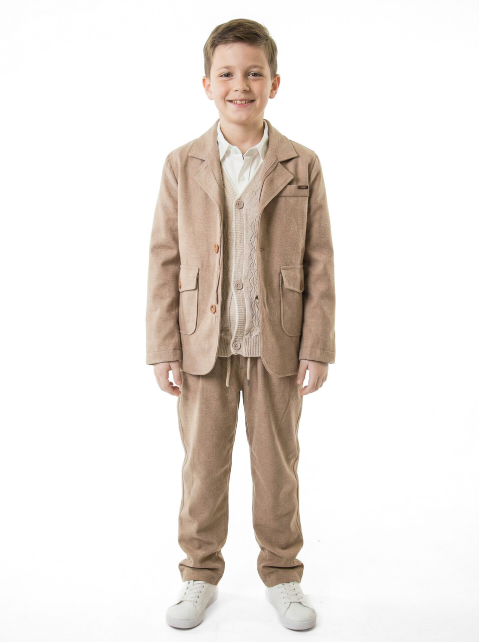 Erkek Çocuk 4'lu Alt Üst Takım 11-14 Yaş 14201 Bej - 1