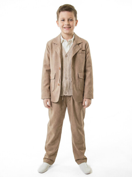 Erkek Çocuk 4'lu Alt Üst Takım 11-14 Yaş 14201 Bej - 7