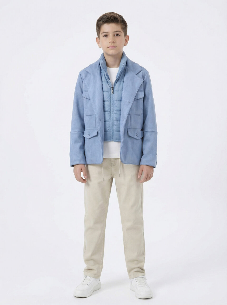 Erkek Çocuk 3'lü Alt Üst Takım 11-14 Yaş 14205 Mavi - Bej - 1