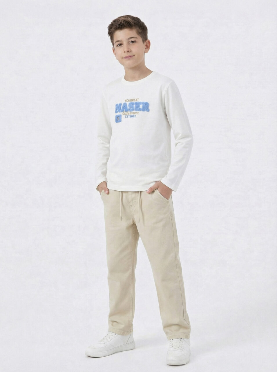 Erkek Çocuk 3'lü Alt Üst Takım 11-14 Yaş 14205 Mavi - Bej - 4