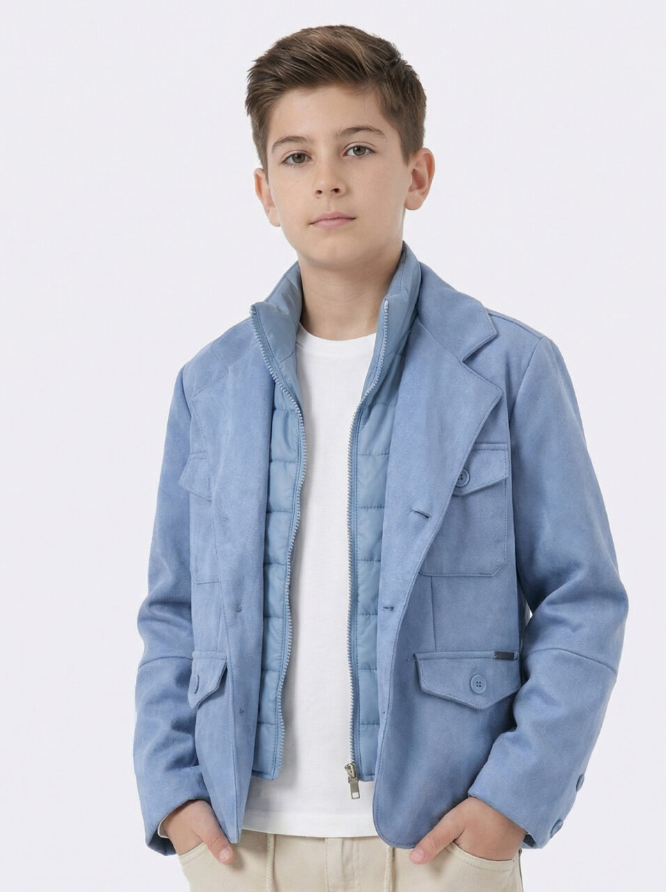 Erkek Çocuk 3'lü Alt Üst Takım 11-14 Yaş 14205 Mavi - Bej - 5