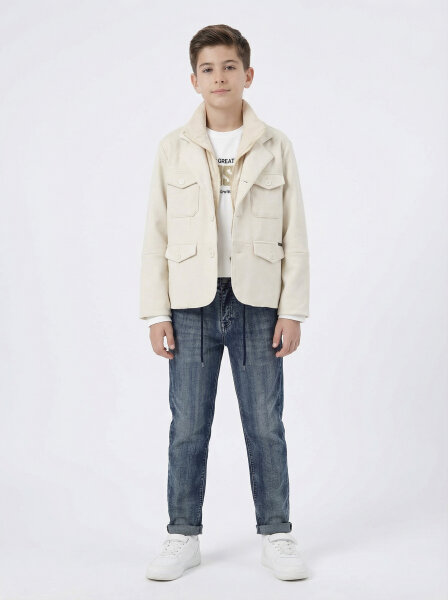 Erkek Çocuk 3'lü Alt Üst Takım 11-14 Yaş 14205 Ekru - Mavi - 3