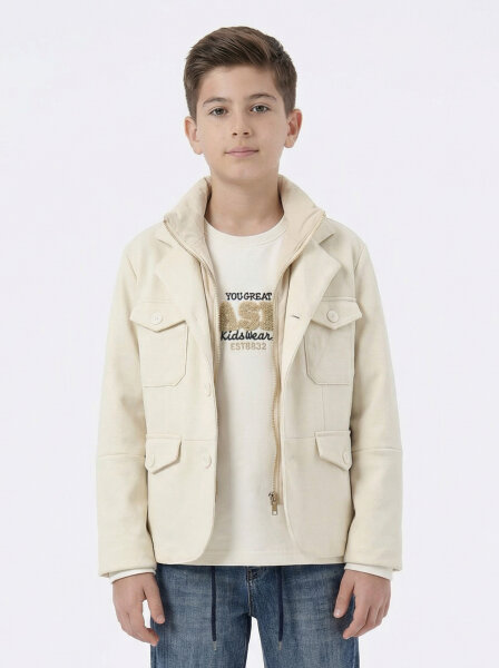 Erkek Çocuk 3'lü Alt Üst Takım 11-14 Yaş 14205 Ekru - Mavi - 5