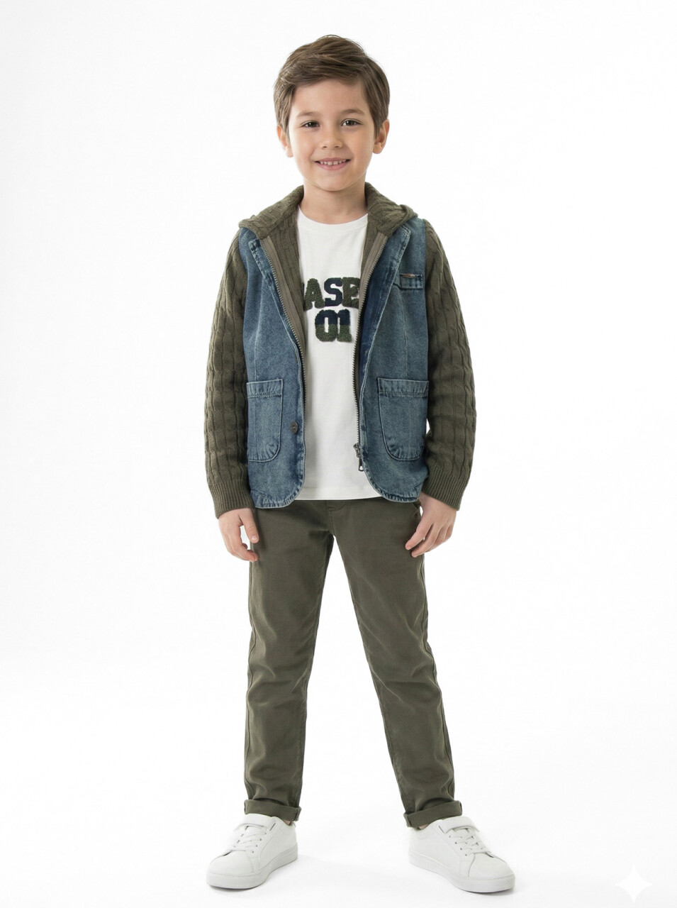 Erkek Çocuk 3'lü Alt Üst Takım 6-9 Yaş 13209 Haki - 1