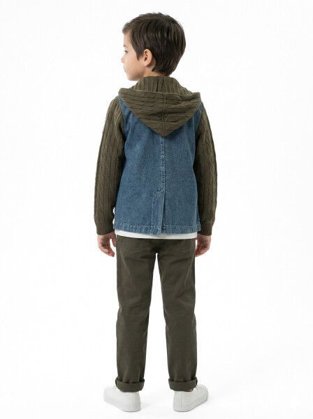 Erkek Çocuk 3'lü Alt Üst Takım 6-9 Yaş 13209 Haki - 3