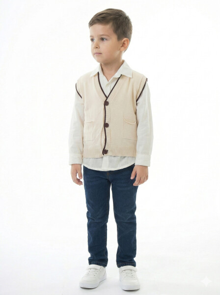 Erkek Çocuk 4'lü Alt Üst Takım 2-5 Yaş 12201 Koyu Kahverengi - 4