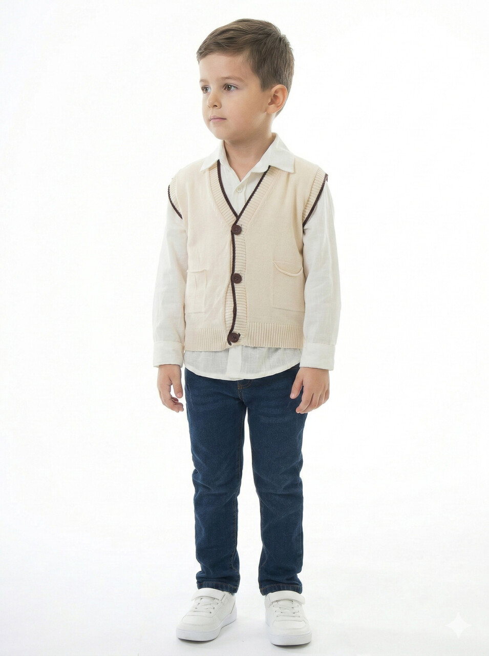 Erkek Çocuk 4'lü Alt Üst Takım 2-5 Yaş 12201 Koyu Kahverengi - 4