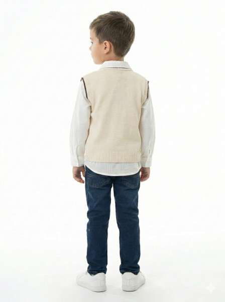 Erkek Çocuk 4'lü Alt Üst Takım 2-5 Yaş 12201 Koyu Kahverengi - 5