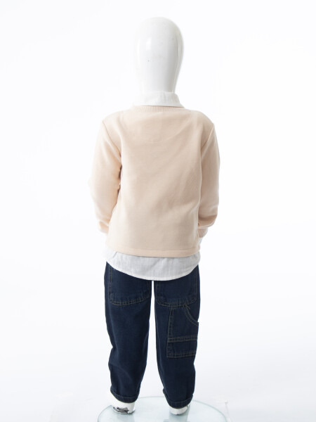 Erkek Çocuk 3'lu Alt Üst Takım 2-5 Yaş 12218 Mint - Bej - 2