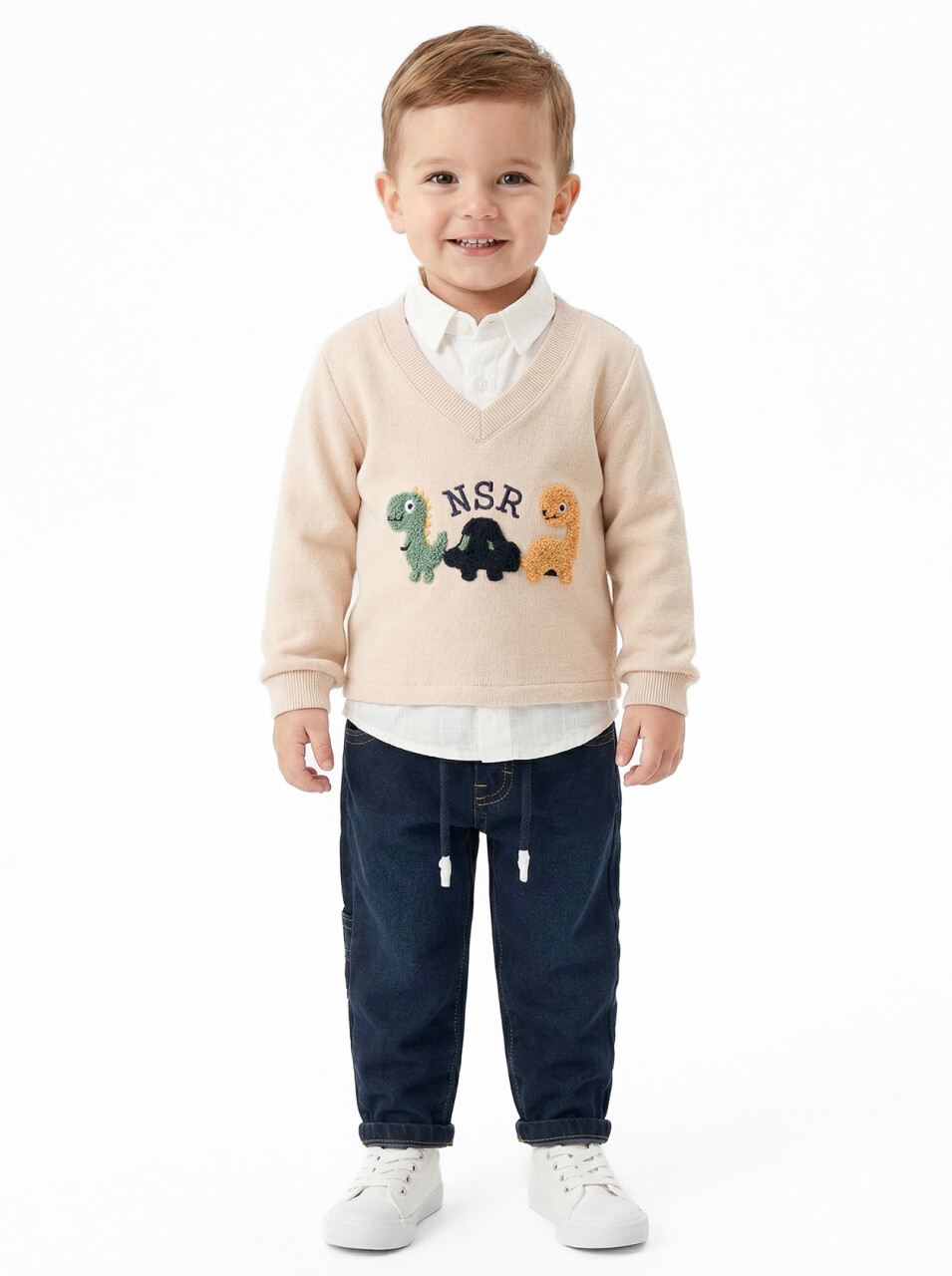 Erkek Çocuk 3'lu Alt Üst Takım 2-5 Yaş 12218 Mint - Bej - 4