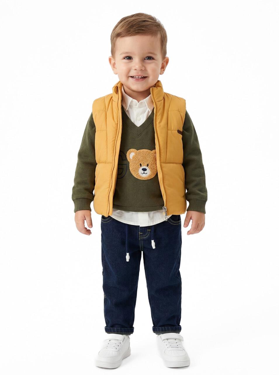 Erkek Çocuk 3'lu Alt Üst Takım 1-3 Yaş 11210 Hardal - Haki - 1