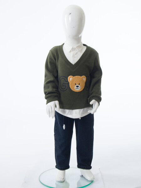 Erkek Çocuk 3'lu Alt Üst Takım 1-3 Yaş 11210 Hardal - Haki - 10