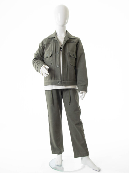 Erkek Çocuk 3'lu Alt Üst Takım 6-9 Yaş 13213 Haki - 7