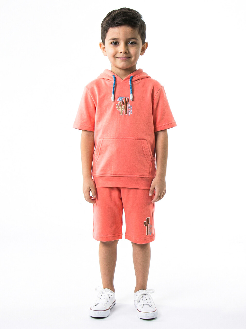 Erkek Çocuk Yazlık 2'li Alt Üst Takım (Tişort + Şort) 2-7 Yaş 3221 Coral - 1