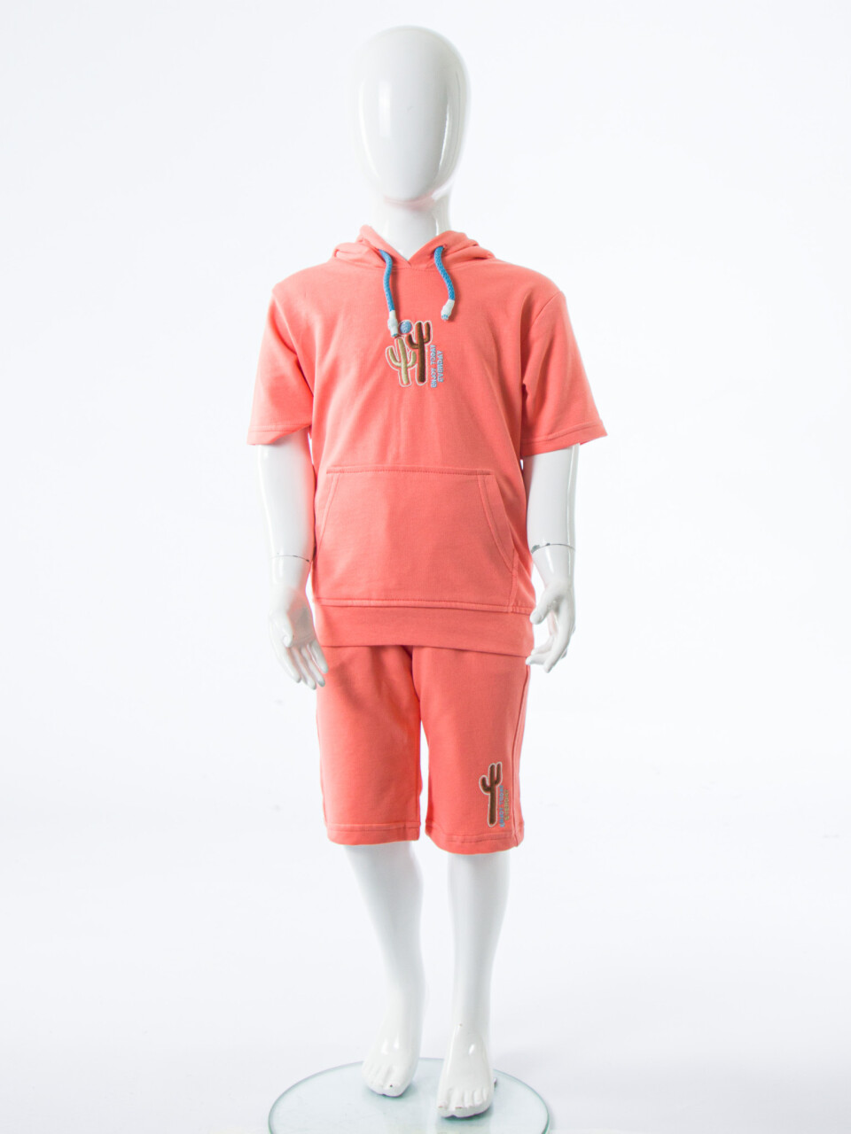 Erkek Çocuk Yazlık 2'li Alt Üst Takım (Tişort + Şort) 2-7 Yaş 3221 Coral - 3