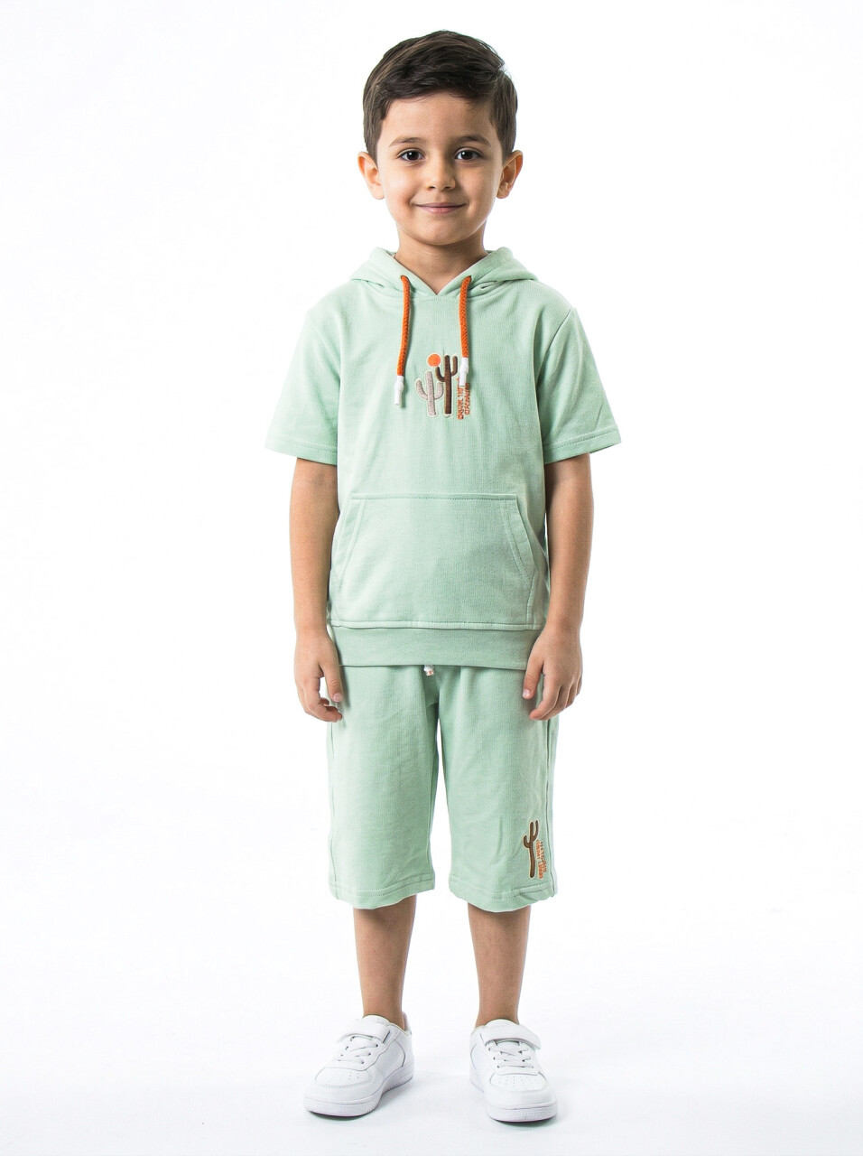 Erkek Çocuk Yazlık 2'li Alt Üst Takım (Tişort + Şort) 2-7 Yaş 3221 Mint - 1