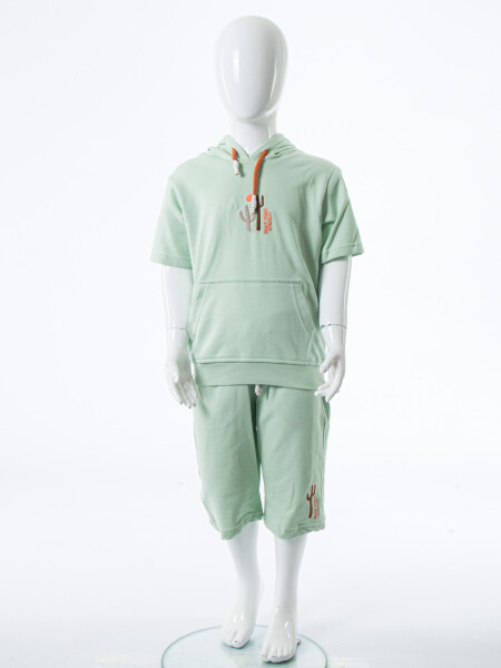 Erkek Çocuk Yazlık 2'li Alt Üst Takım (Tişort + Şort) 2-7 Yaş 3221 Mint - 3