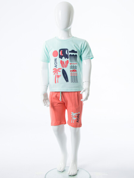 Erkek Çocuk Yazlık 2'li Alt Üst Takım (Tişort + Şort) 2-7 Yaş 3224 Açik Mavi - 3