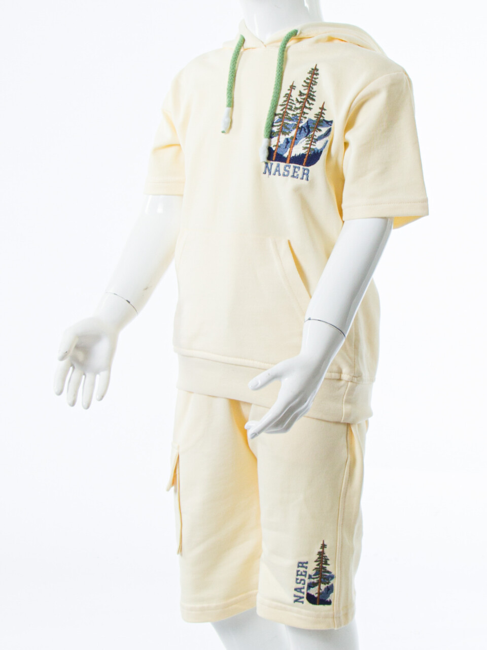 Erkek Çocuk Yazlık 2'li Alt Üst Takım (Tişort + Şort) 2-7 Yaş 3222 Krem - 5