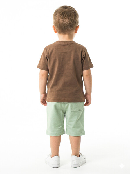 Erkek Çocuk Yazlık 2'li Alt Üst Takım (Tişort + Şort) 2-7 Yaş 3224 Kahverengi - 2