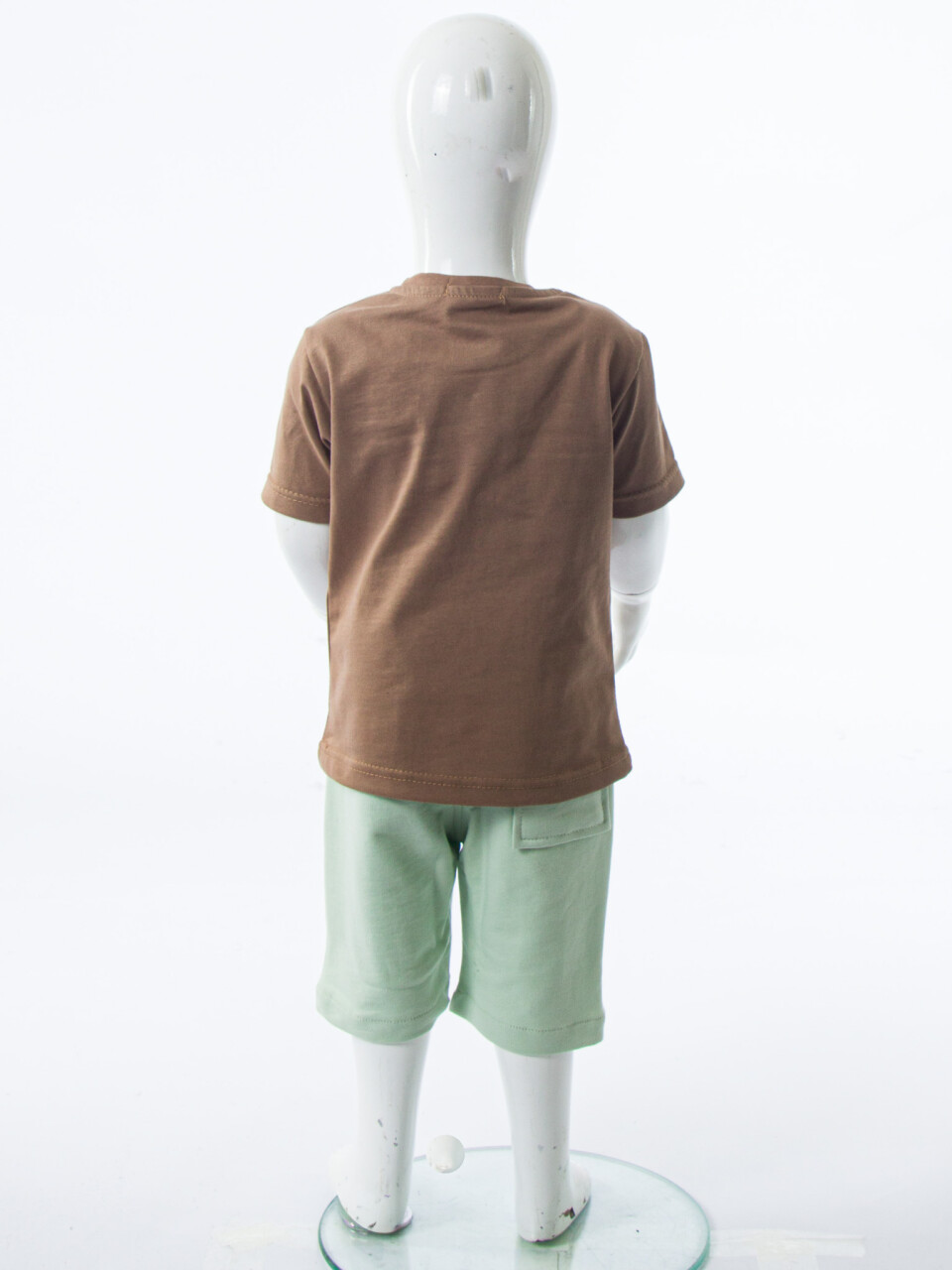 Erkek Çocuk Yazlık 2'li Alt Üst Takım (Tişort + Şort) 2-7 Yaş 3224 Kahverengi - 5