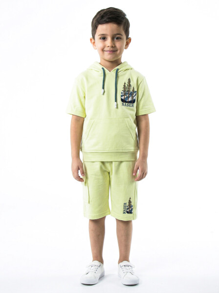 Erkek Çocuk Yazlık 2'li Alt Üst Takım (Tişort + Şort) 2-7 Yaş 3222 limonlu yeşil - NASR GRUB