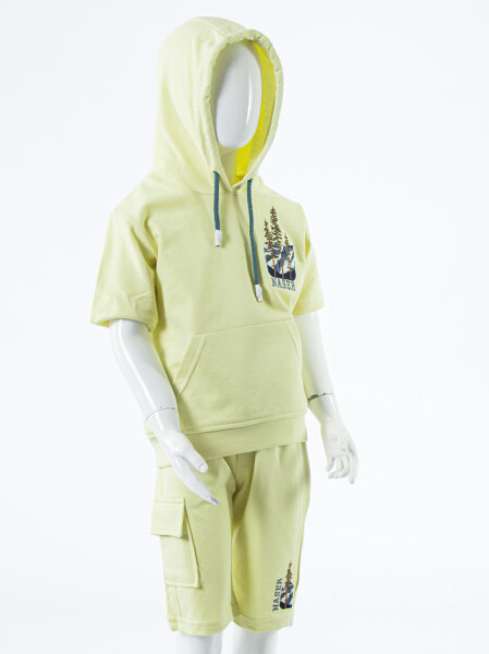 Erkek Çocuk Yazlık 2'li Alt Üst Takım (Tişort + Şort) 2-7 Yaş 3222 limonlu yeşil - 4