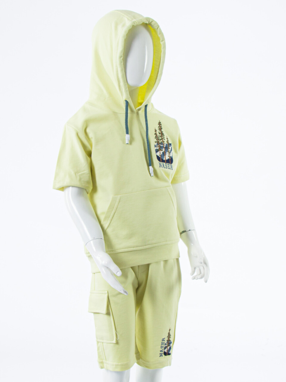 Erkek Çocuk Yazlık 2'li Alt Üst Takım (Tişort + Şort) 2-7 Yaş 3222 limonlu yeşil - 4