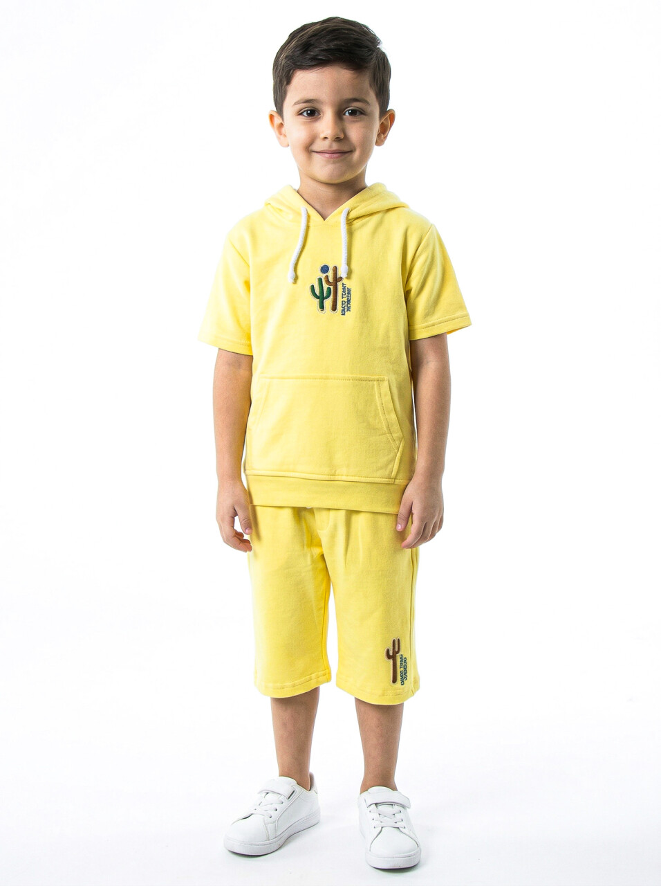 Erkek Çocuk Yazlık 2'li Alt Üst Takım (Tişort + Şort) 2-7 Yaş 3221 Sarı - 1