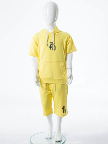 Erkek Çocuk Yazlık 2'li Alt Üst Takım (Tişort + Şort) 2-7 Yaş 3221 Sarı - 3