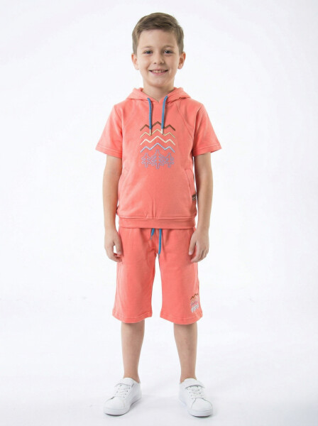 Erkek Çocuk Yazlık 2'li Alt Üst Takım (Tişort + Şort) 8-14 Yaş 4222 Coral - NASR GRUB