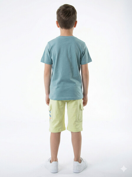 Erkek Çocuk Yazlık 2'li Alt Üst Takım (Tişort + Şort) 8-14 Yaş 4223 Mavi - 2