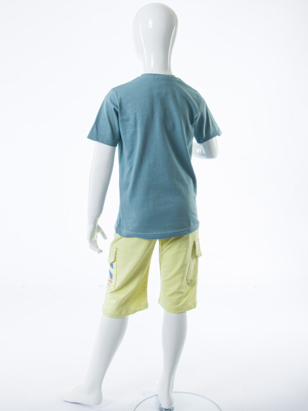 Erkek Çocuk Yazlık 2'li Alt Üst Takım (Tişort + Şort) 8-14 Yaş 4223 Mavi - 4