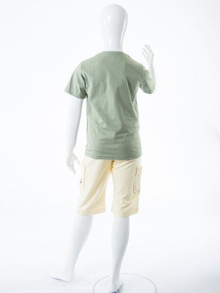 Erkek Çocuk Yazlık 2'li Alt Üst Takım (Tişort + Şort) 8-14 Yaş 4224 Haki - 6