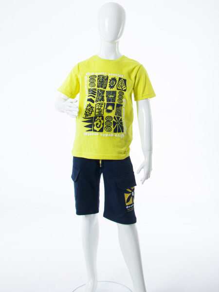 Erkek Çocuk Yazlık 2'li Alt Üst Takım (Tişort + Şort) 8-14 Yaş 4223 Yeşil - 3