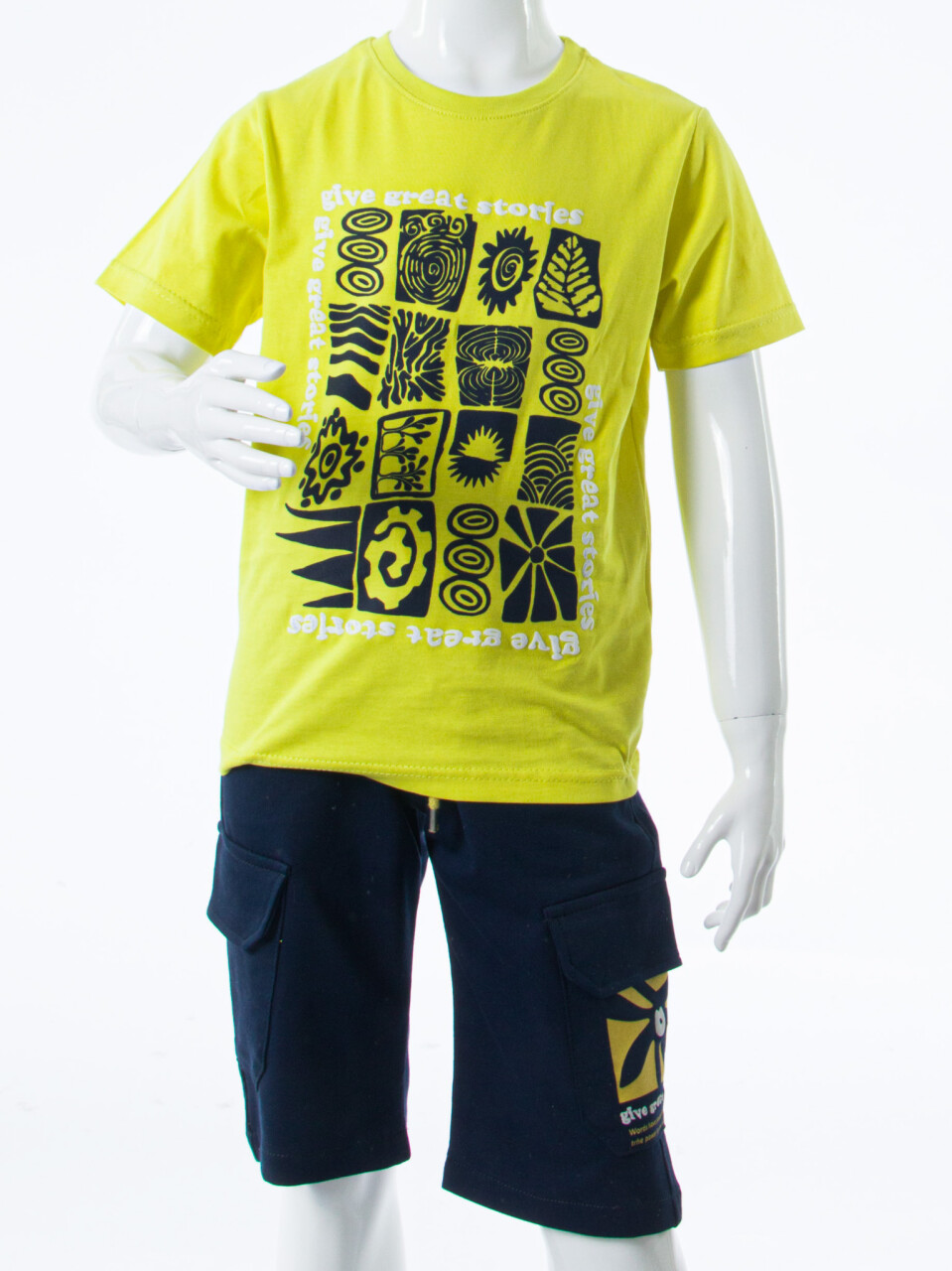 Erkek Çocuk Yazlık 2'li Alt Üst Takım (Tişort + Şort) 8-14 Yaş 4223 Yeşil - 5