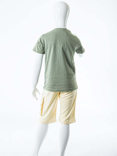 Erkek Çocuk Yazlık 2'li Alt Üst Takım (Tişort + Şort) 8-14 Yaş 4225 Haki - 6
