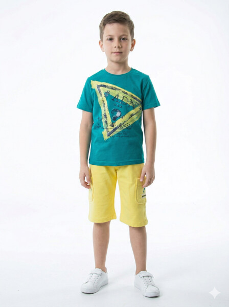 Erkek Çocuk Yazlık 2'li Alt Üst Takım (Tişort + Şort) 8-14 Yaş 4224 Turkuaz - NASR GRUB
