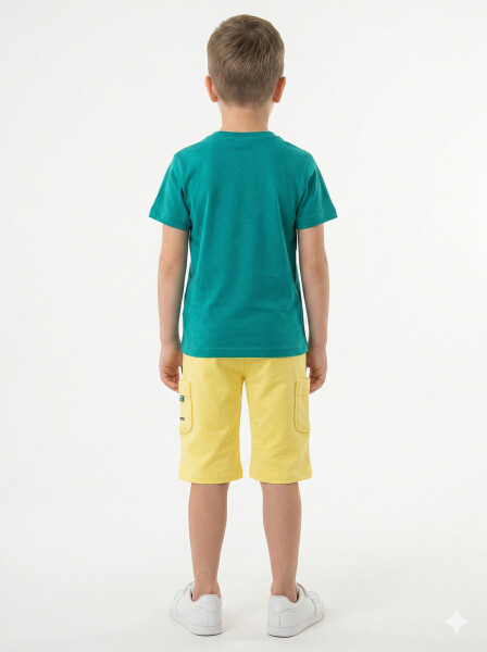 Erkek Çocuk Yazlık 2'li Alt Üst Takım (Tişort + Şort) 8-14 Yaş 4224 Turkuaz - 2